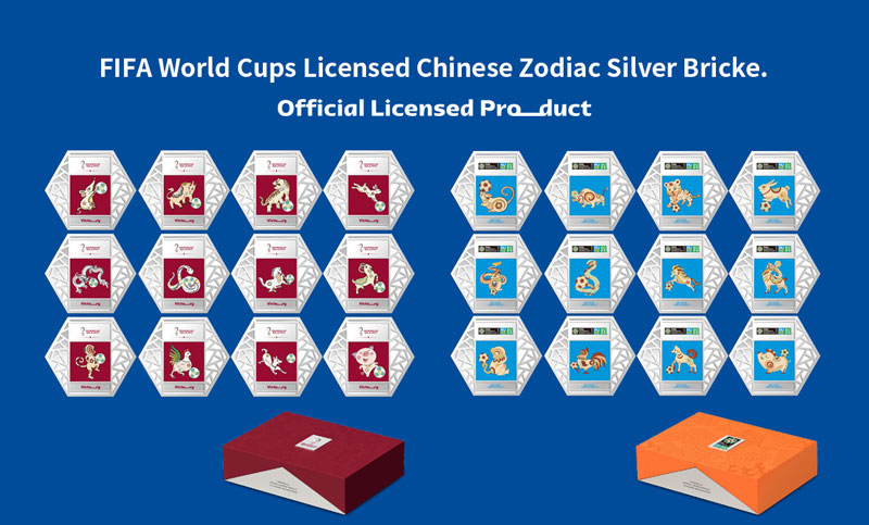 FIFA World Cups Licensed Chinese Zodiac Silver Bricke.